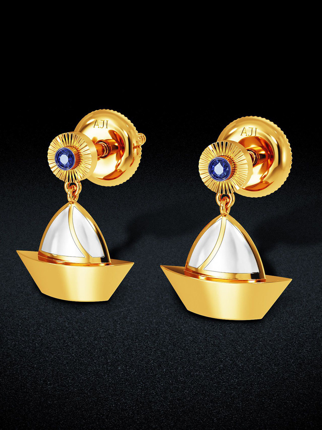 Joyalukkas Women 22KT Stone-Studded Gold Earrings 3.559Gm