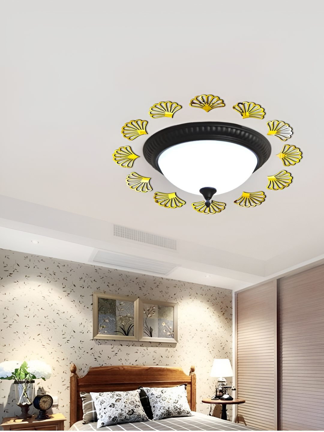VAH Kya Bat Hai !! GoldToned 12 Pieces Acrylic Ceiling Self Adhesive 3D Sticker Adhesive