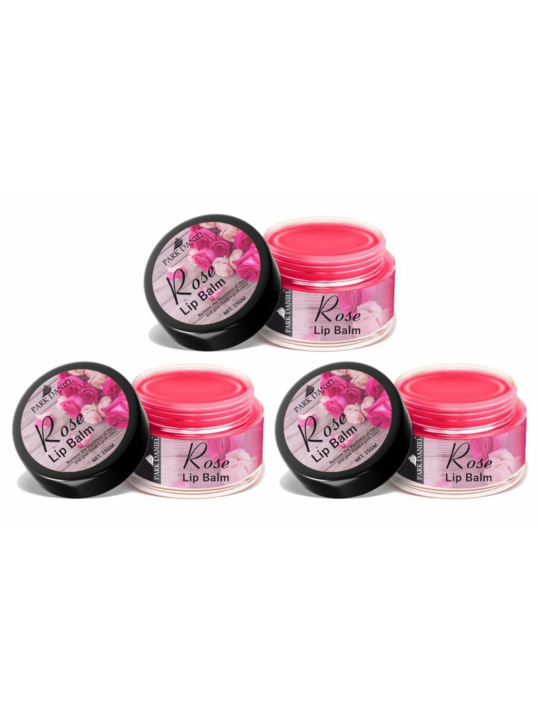 Park Daniel Set Of 3 Rose Extract Lip Balm - 15g Each