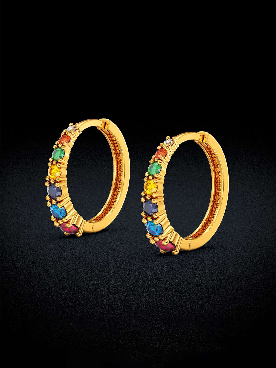 Joyalukkas 22KT Gold Stone-Studded Earrings 3.48gm
