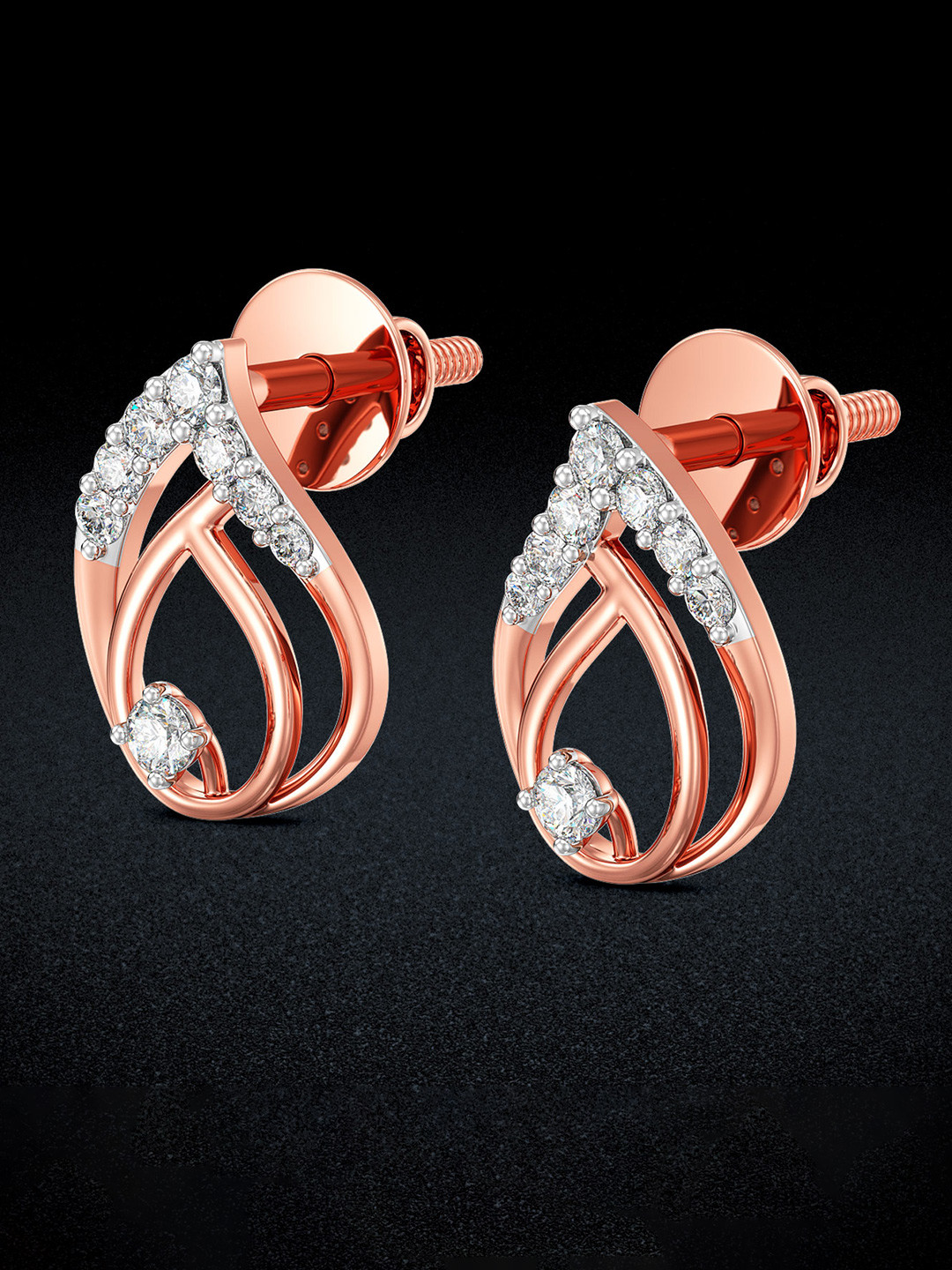 Joyalukkas Women 18Kt Rose Gold Plated AD Stone Studded Earrings