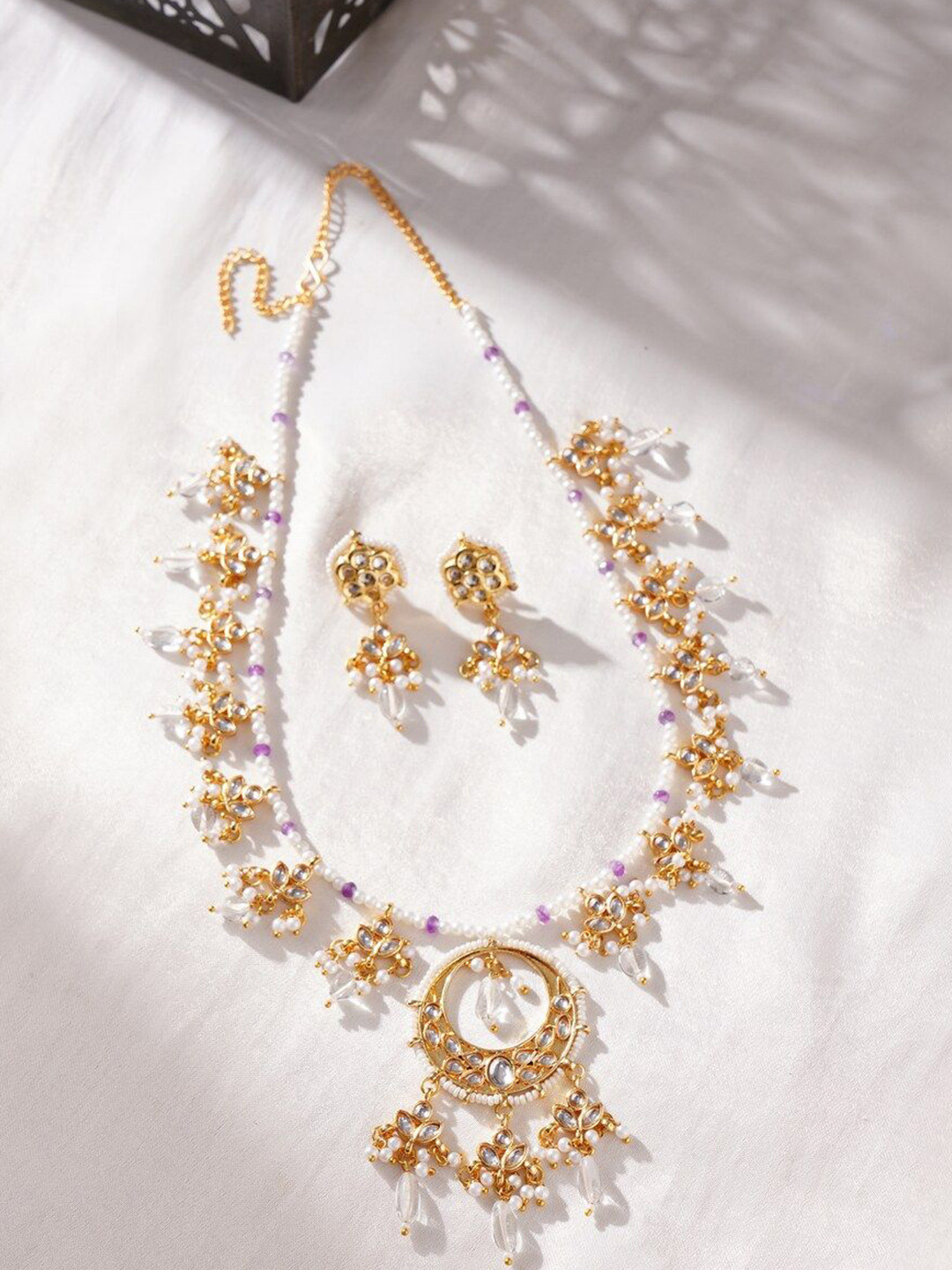 JAYPORE Gold-Plated Stone Studded Jewellery Set
