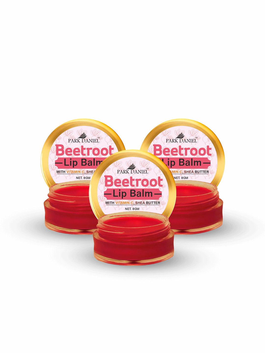 Park Daniel Set Of 3 Beetroot Lip Balm With Vitamin C & Shea Butter - 8g Each