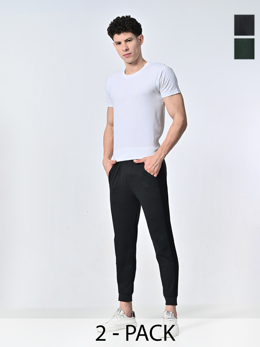 BAESD Men Pack Of 2Cotton Regular Fit Mid-Rise Joggers