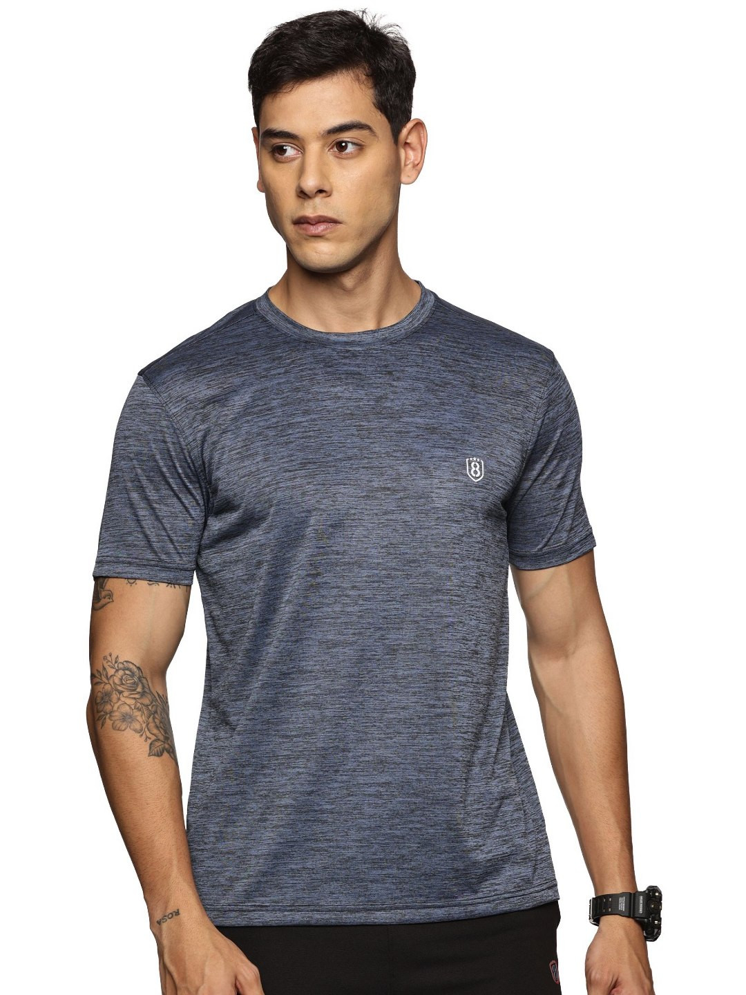 Domin8 Men Textured Round Neck T-Shirt