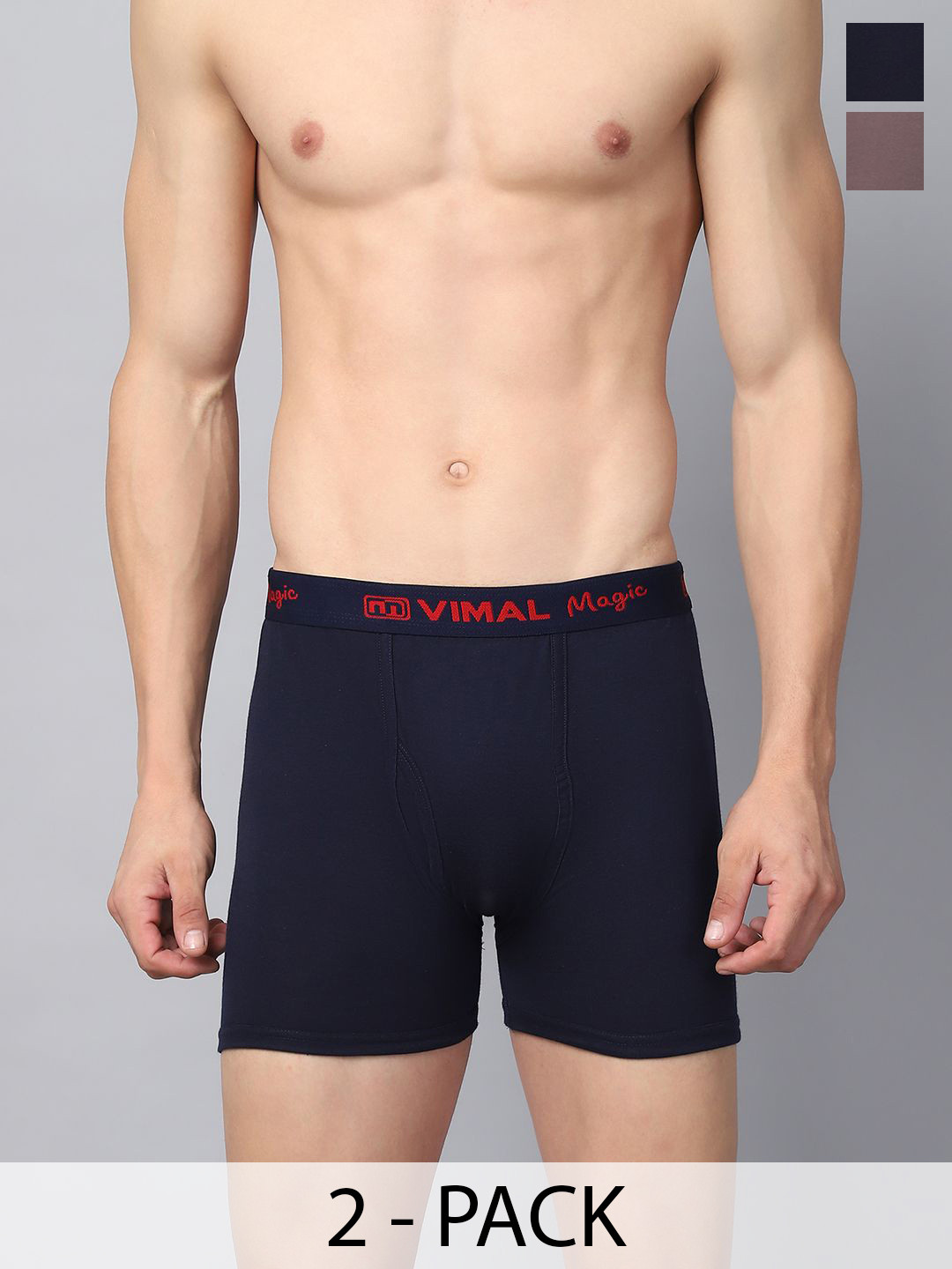 MACK JONNEY Men Pack Of 2 Cotton Assorted Trunks MAGIC__RED__B__02