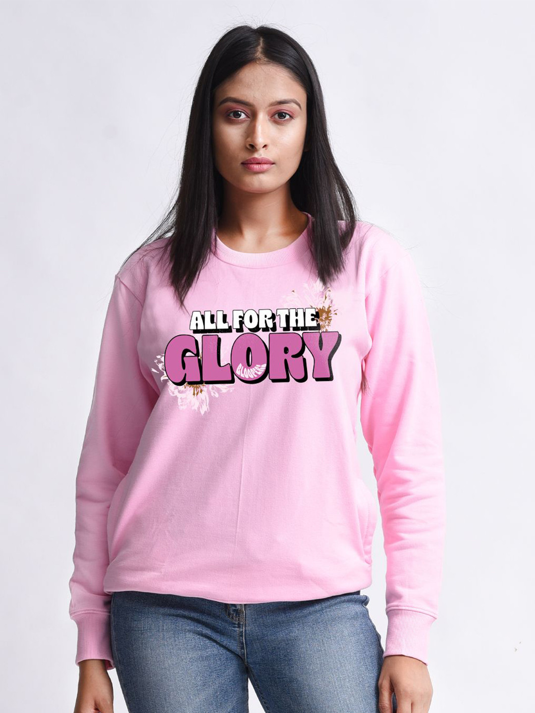 Bloopers Store  WINTER WEAR GLORY PINK GRAPHIC PRINTED COTTON Sweatshirt