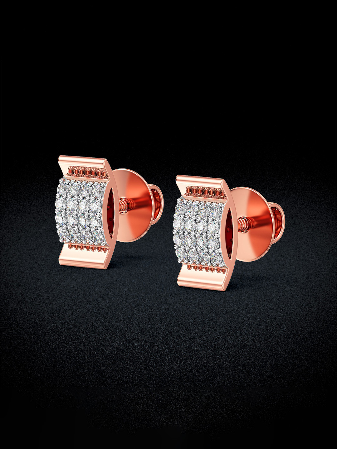 Joyalukkas Women 18KT Rose Gold Earrings Diamond