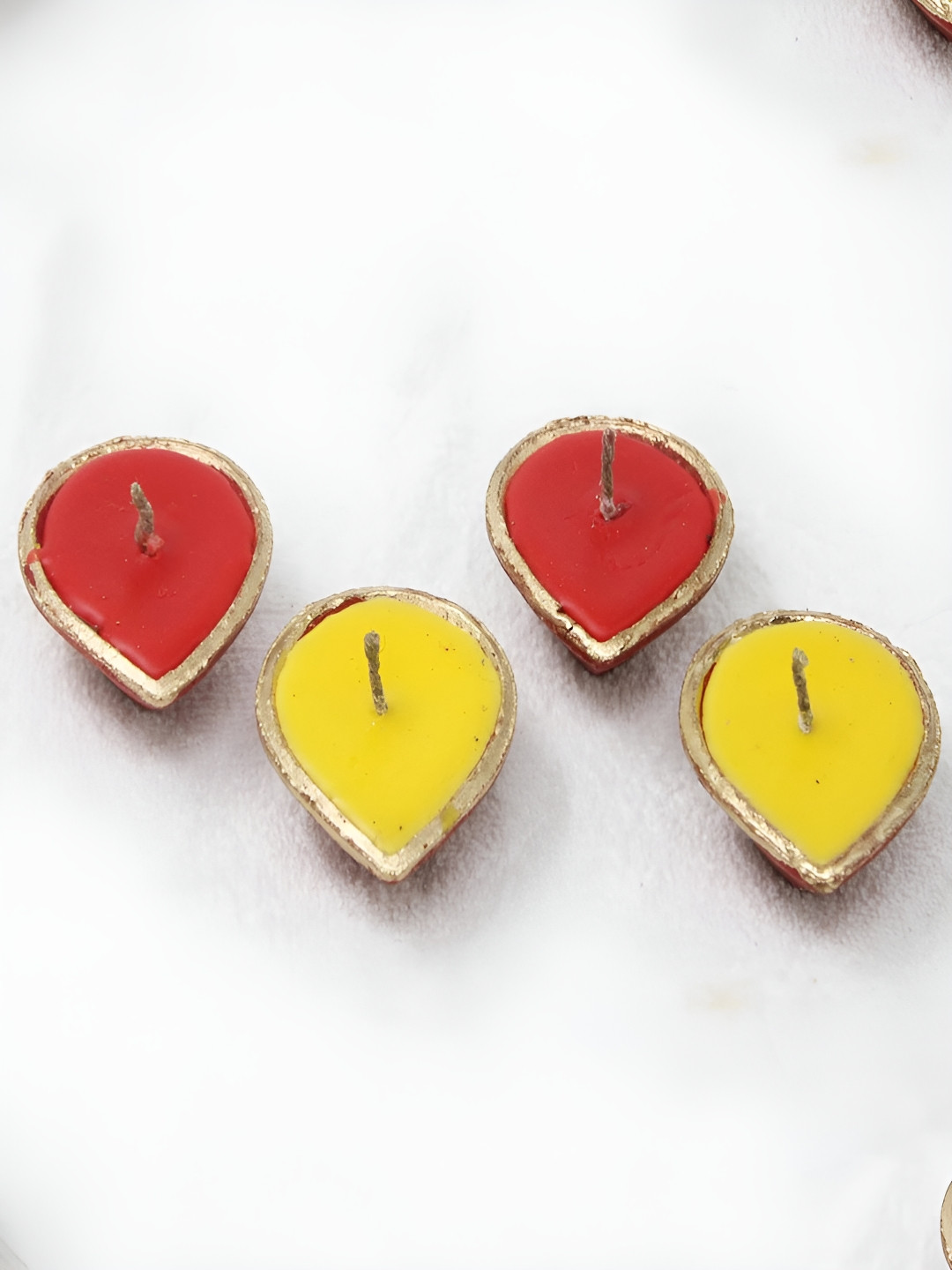 atorakushon Matti Diya 4Pcs Scented 1 Wick Scented Solid Geometric Regular Diyas Candles