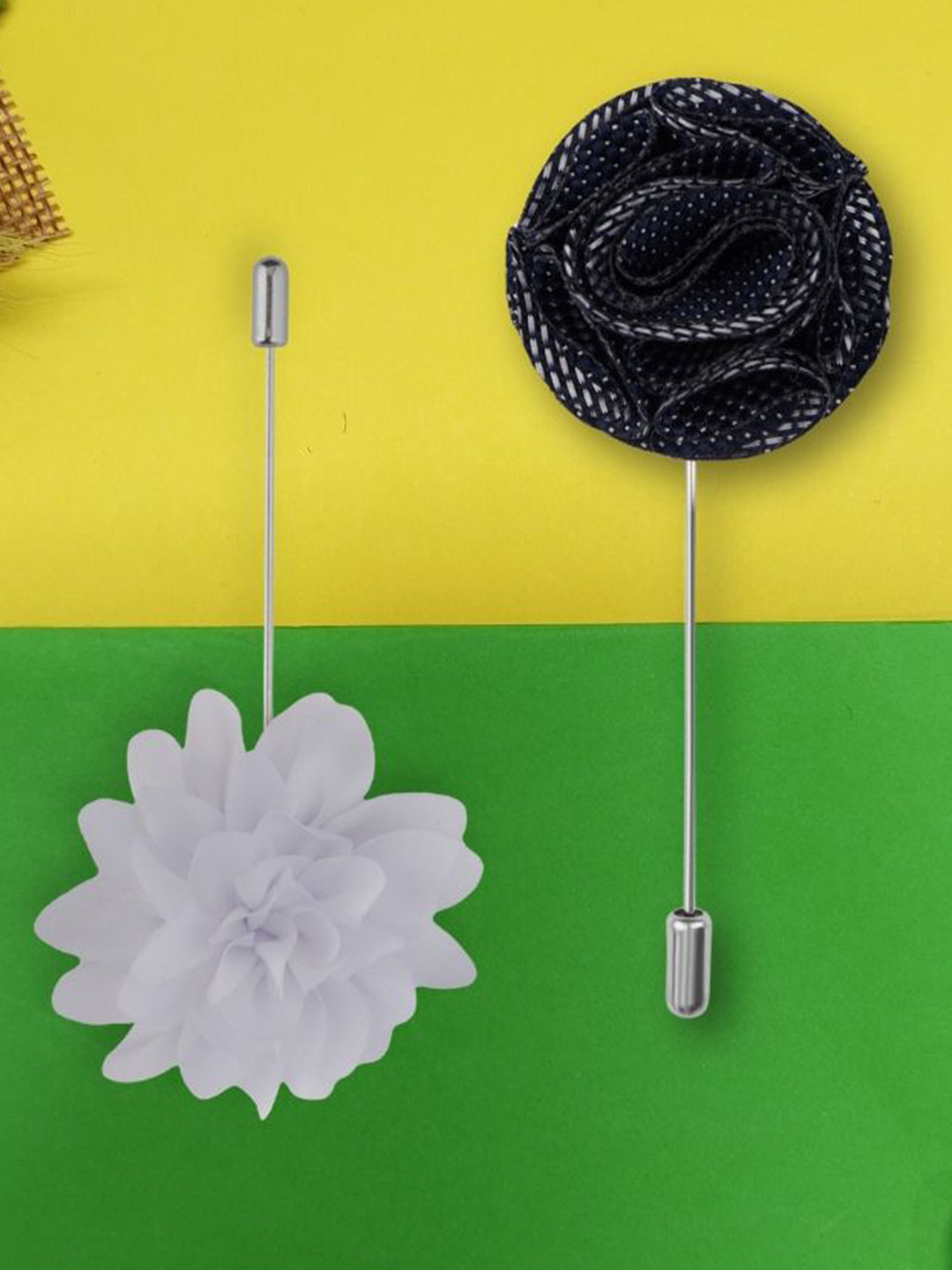 The Tie Hub Men Set Of 2 Dahlia Flower Lapel Pin Brooch