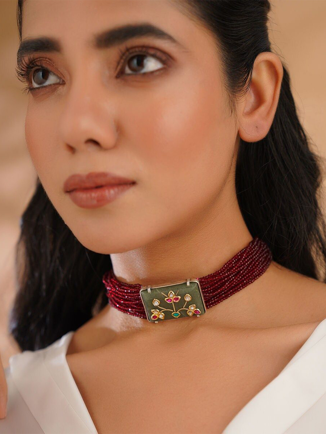 JAYPORE Pure Silver Gold-Plated Necklace