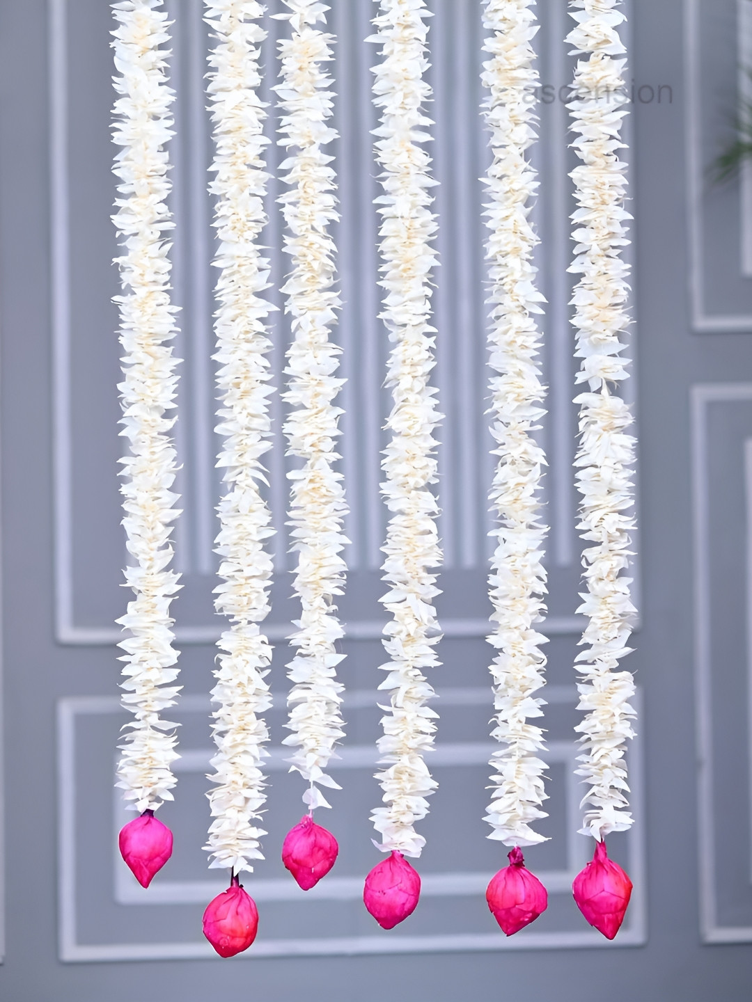 Ascension White & Pink 6 Pieces Lotus Hanging Floral Wall Hangings