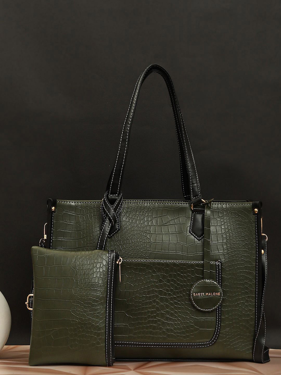 Bagsy Malone Women Textured Structured Shoulder Bag With A Pouch