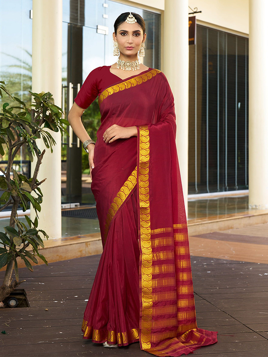 KAYOMMI Pure Crepe Banarasi Saree