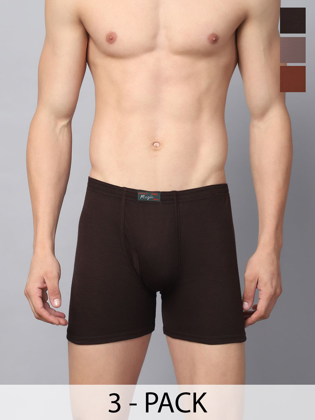 MACK JONNEY Pack Of 3 Men Mid Rise Assorted Trunks-MAGIC__BLUE__J__03