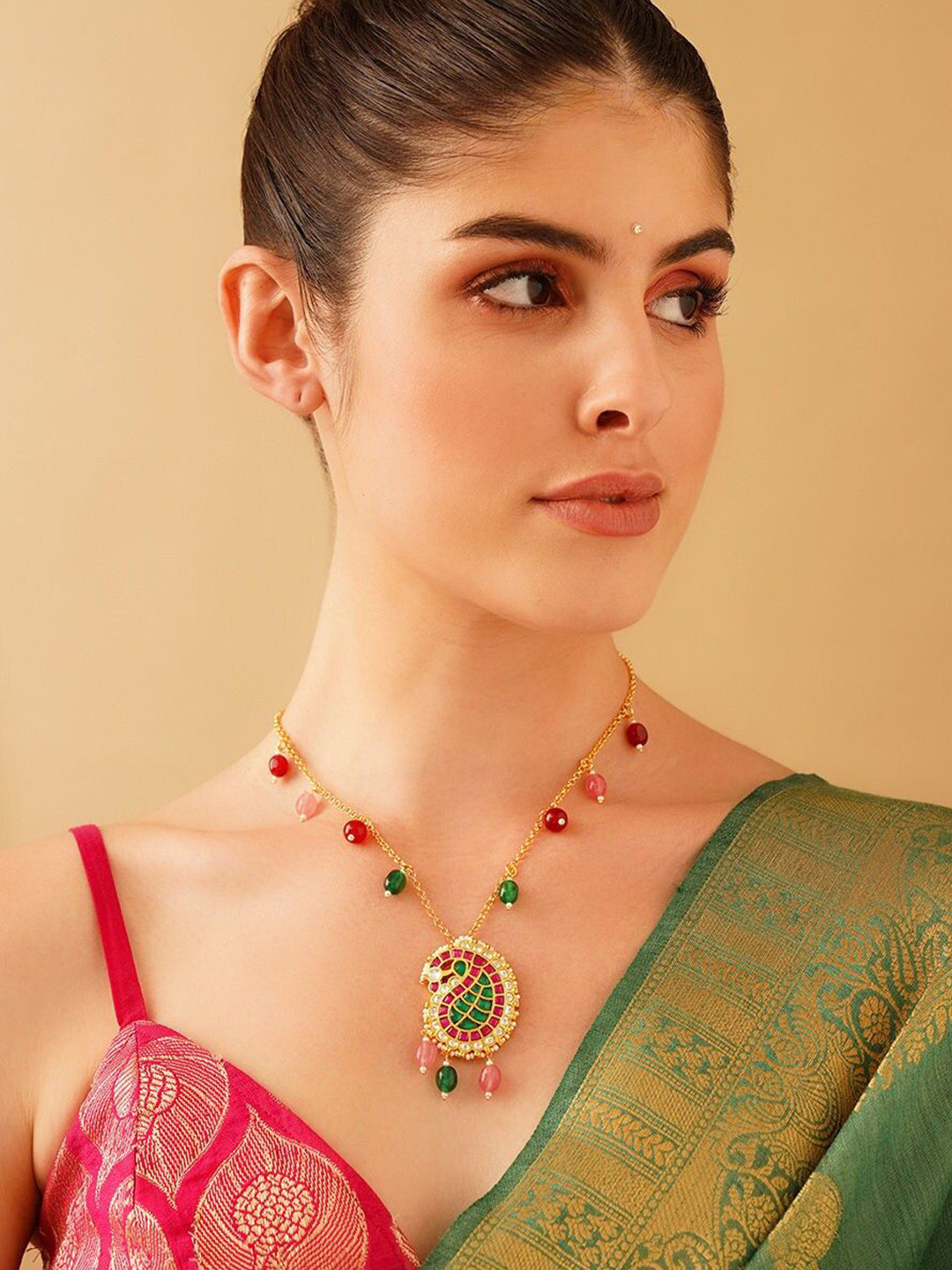 JAYPORE Brass Gold-Plated Kundan Necklace