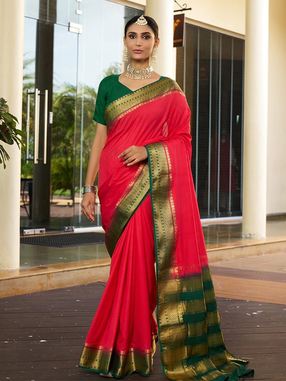 KAYOMMI Zari Pure Crepe Banarasi Saree
