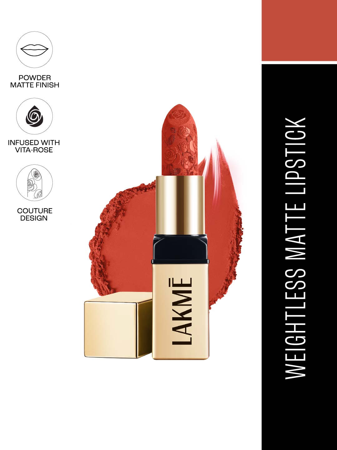 Lakme Rouge Bloom Long Lasting Powder Matte Bullet Lipstick 4g -  Peach Petal 205