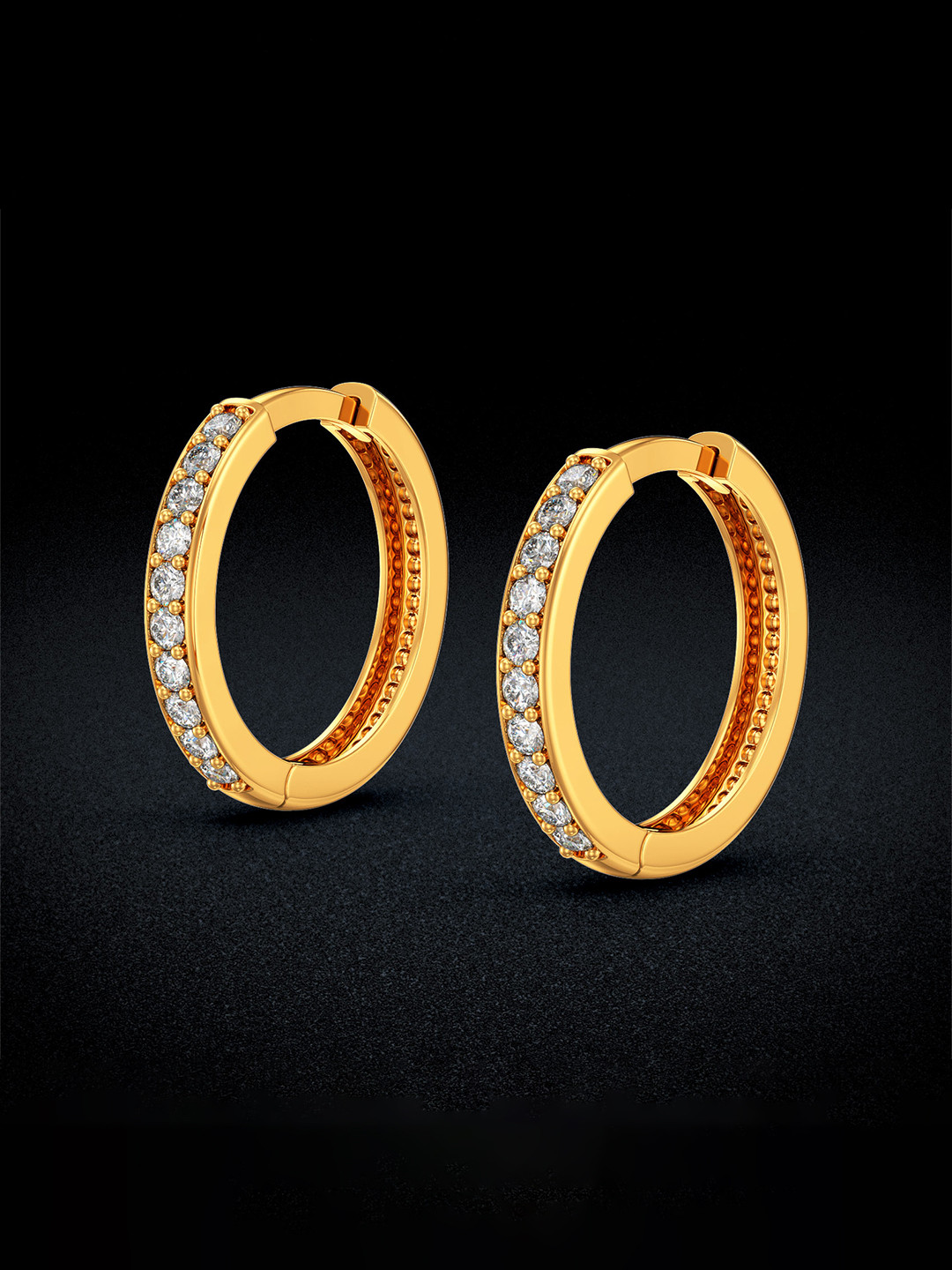 Joyalukkas Women 22KT Gold Stone-Studded Earrings -2.01g