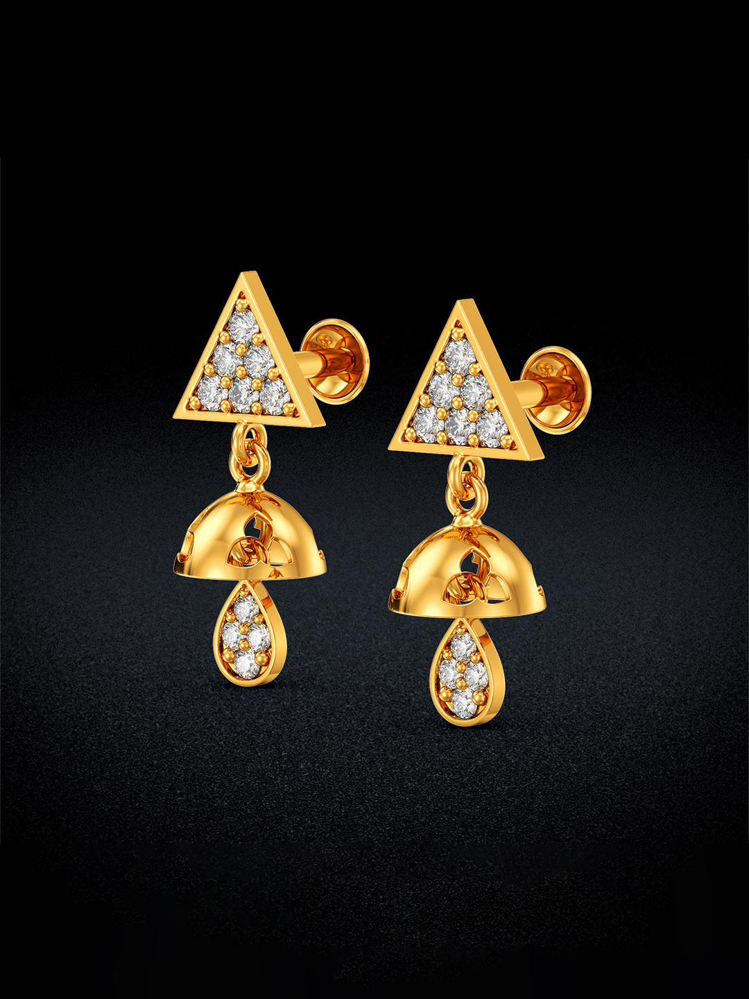 Joyalukkas Women 22 Kt Yellow Gold Plated AD Stone Studded Earrings
