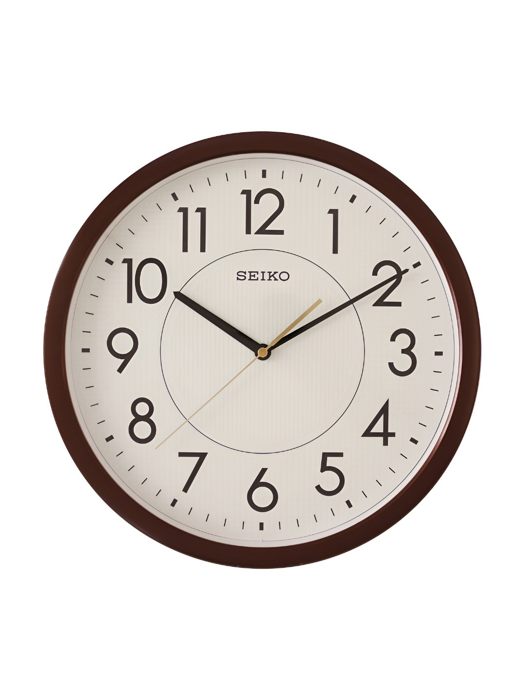 SEIKO Brown Plastic Large Display Round Battery Analogue Wall Clock-36.1cm
