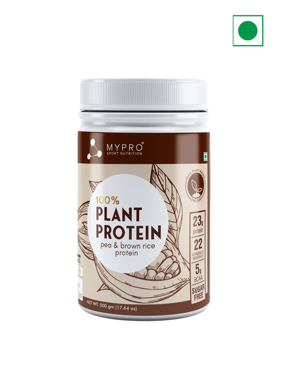 Mypro Sport Nutrition Plant Protein Powder - 23 g Protein - 5g Bcaa - 500 g