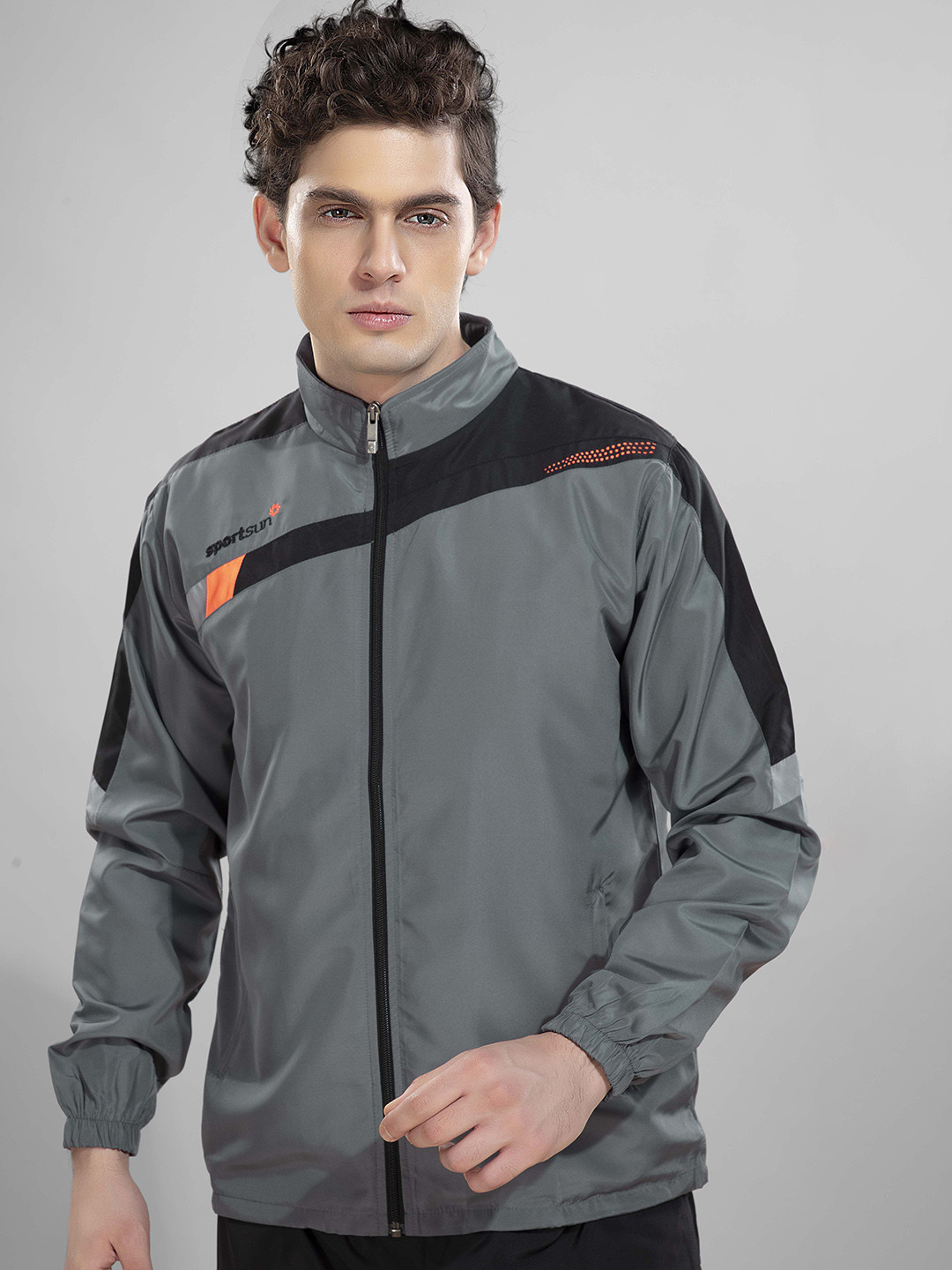 SPORT SUN Men Mock Collar Colourblocked Sporty Jacket