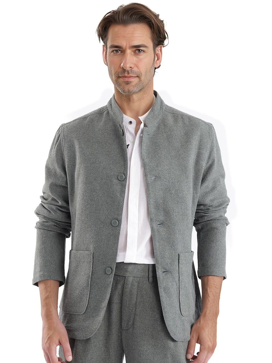 RARE RABBIT Men Cotton Tailored Jacket with Patchwork