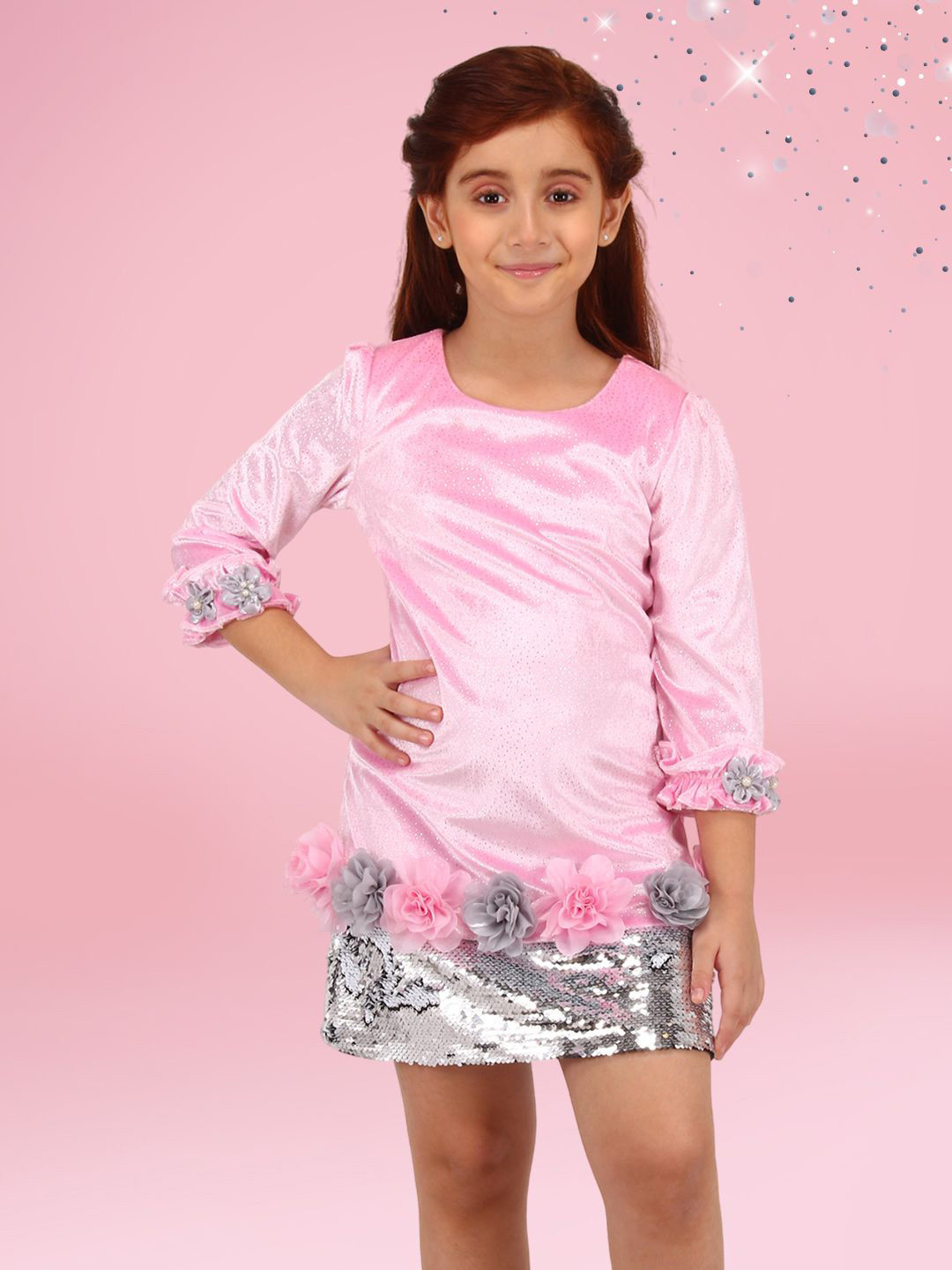 CUTECUMBER Girls Embellished Velvet Sheath Dress