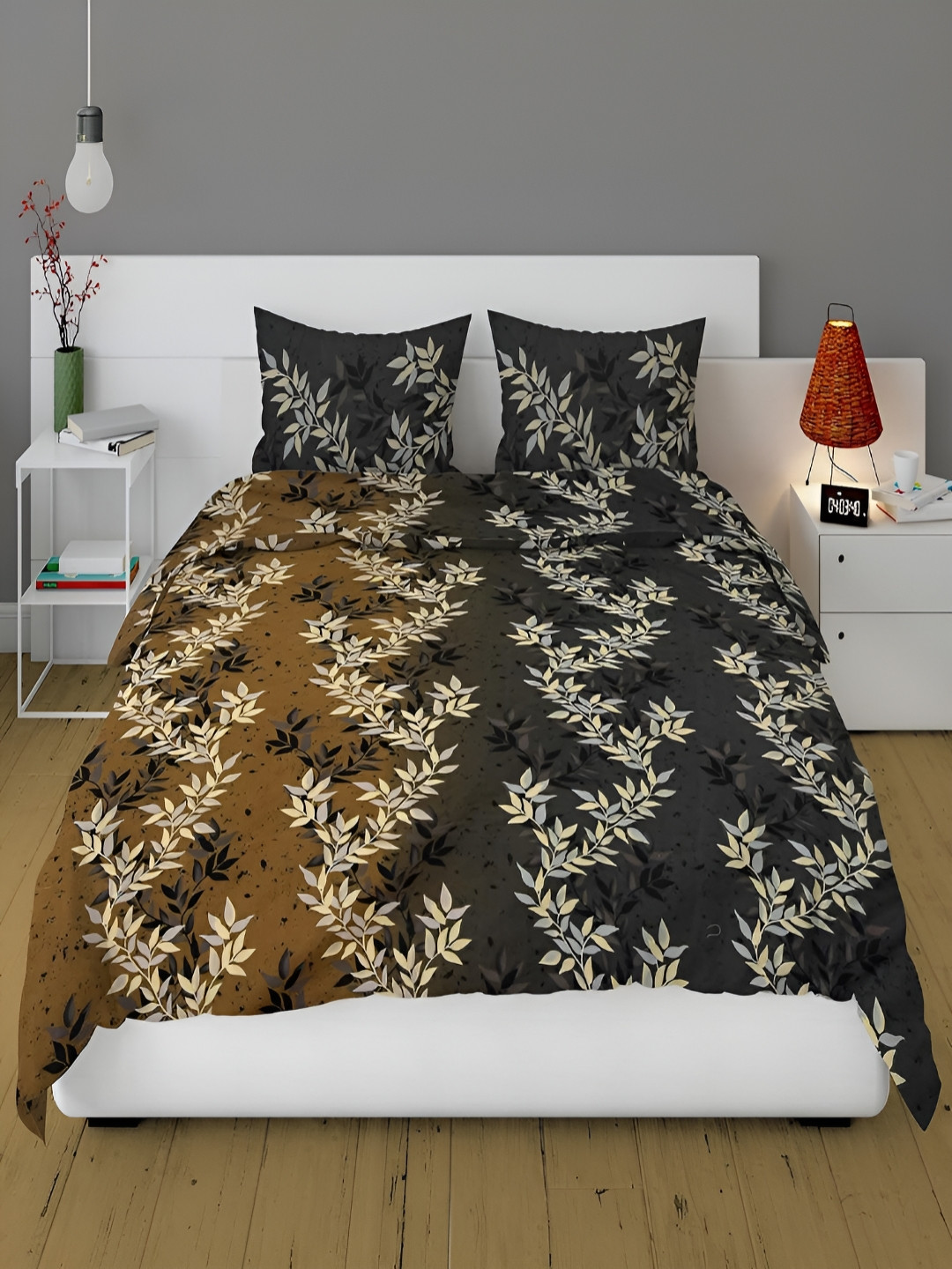 RRC Black & White Floral Printed Double Duvet Cover
