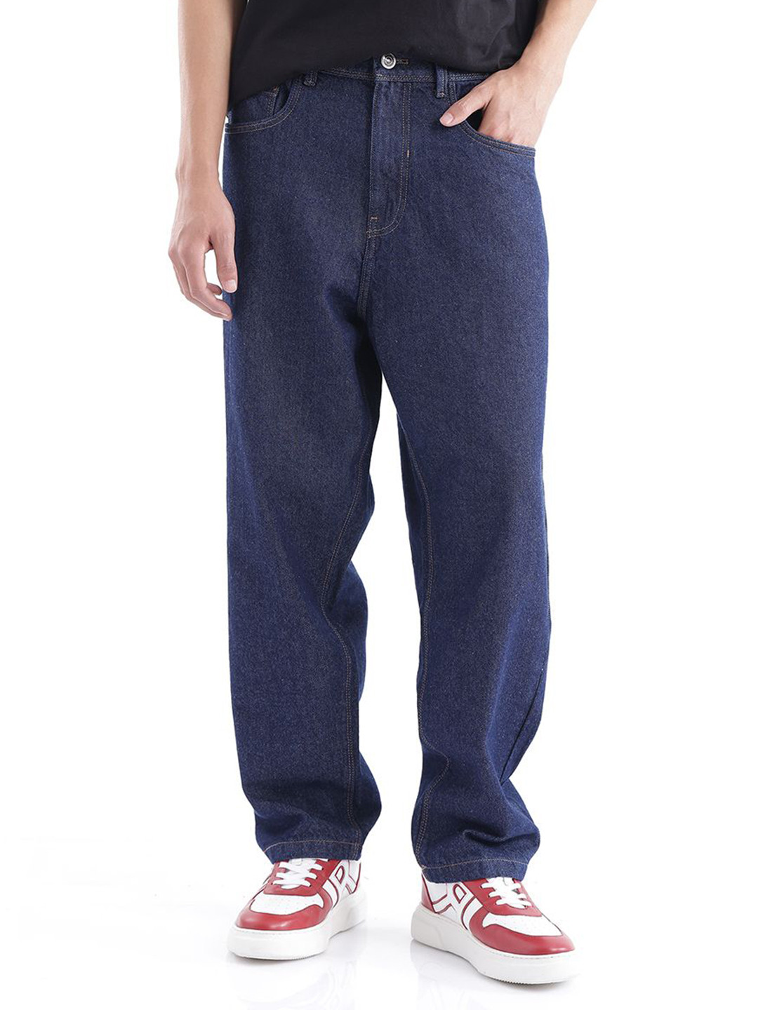 RARE RABBIT Evet Dark Blue Baggy Fit Stretchable Jeans
