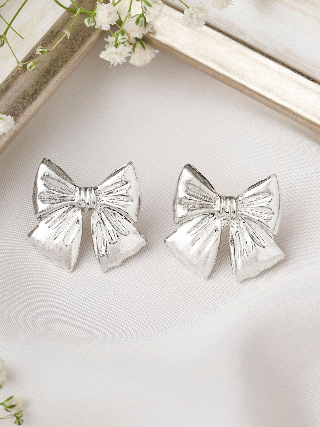 JOKER & WITCH Silver-Plated Stone Studded & Beaded Geometric Ainsely Bow Studs