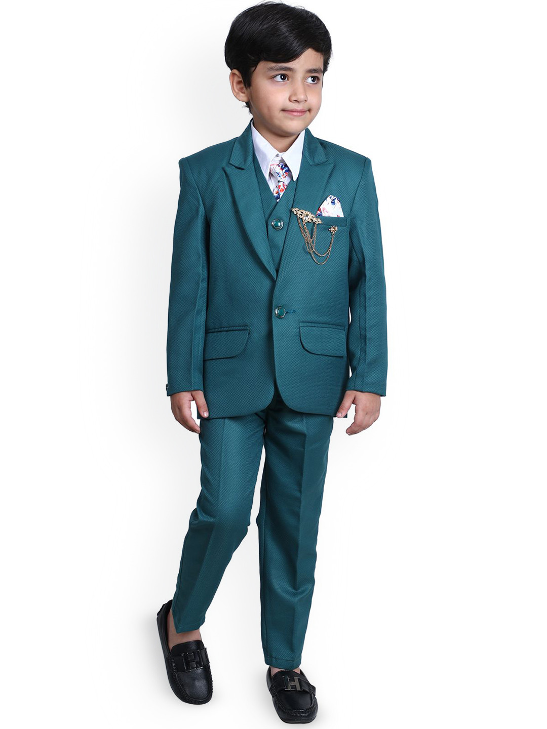 BAESD Boys Regular Fit Single-Breasted  4-pcBlazer and Trousers Suit