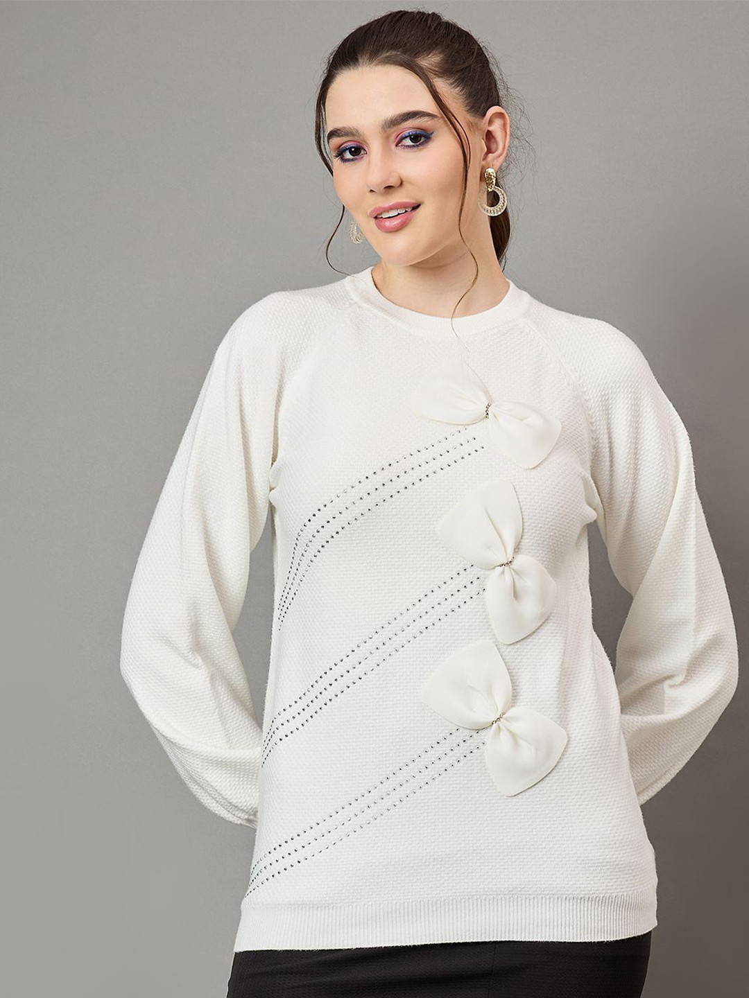 KASMA Women Round Neck Woollen Pullover Sweaters