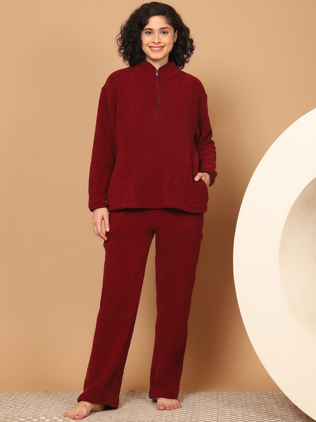 Kanvin Women Long Sleeves Slip-On Night suit