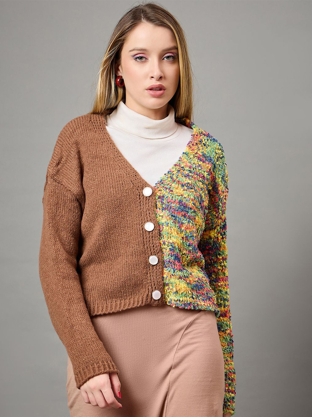 KASMA Women Speckled Self Design Front-Open