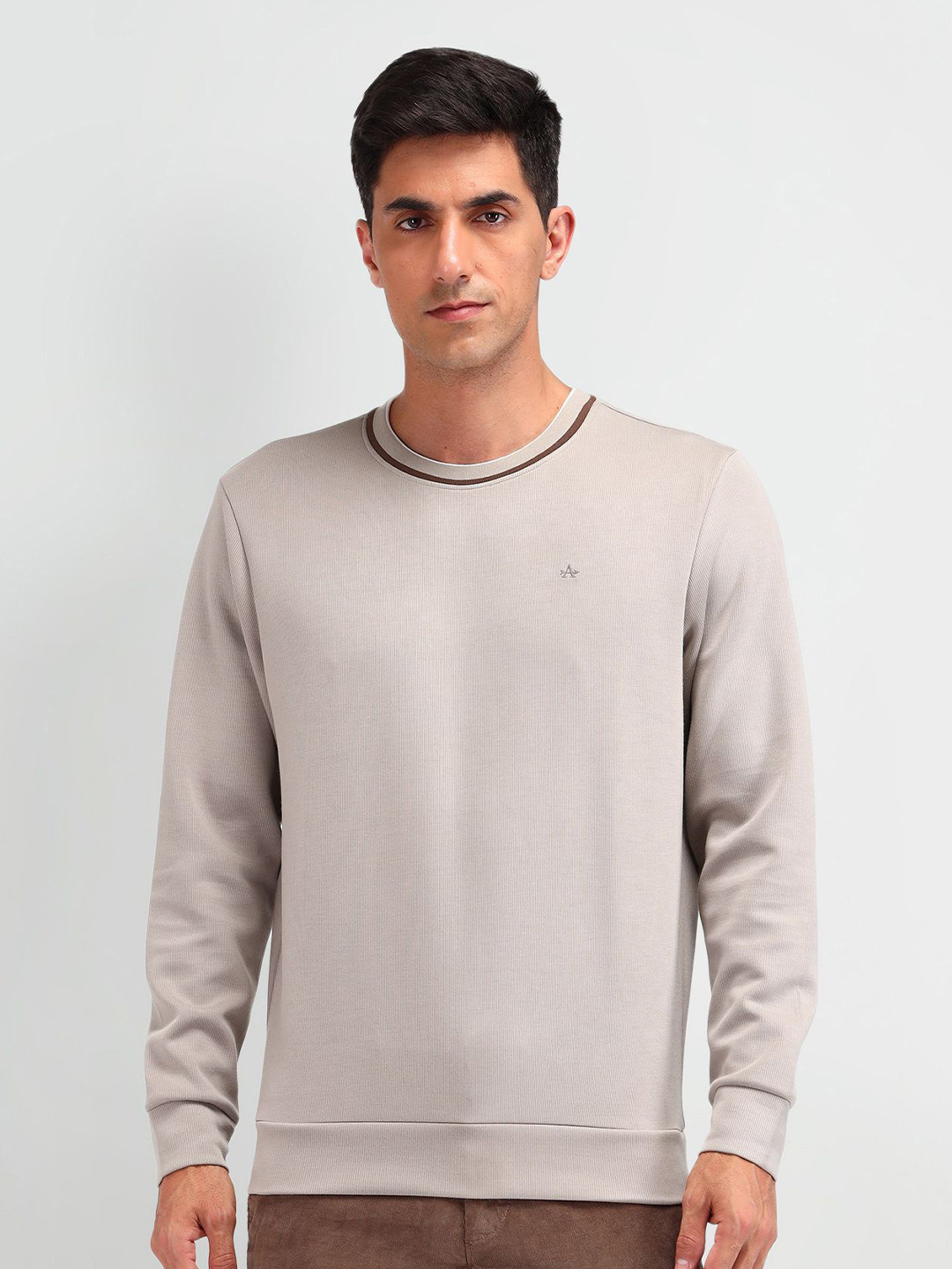 Arrow Men Cotton Brand Logo Self Design Sweatshirt