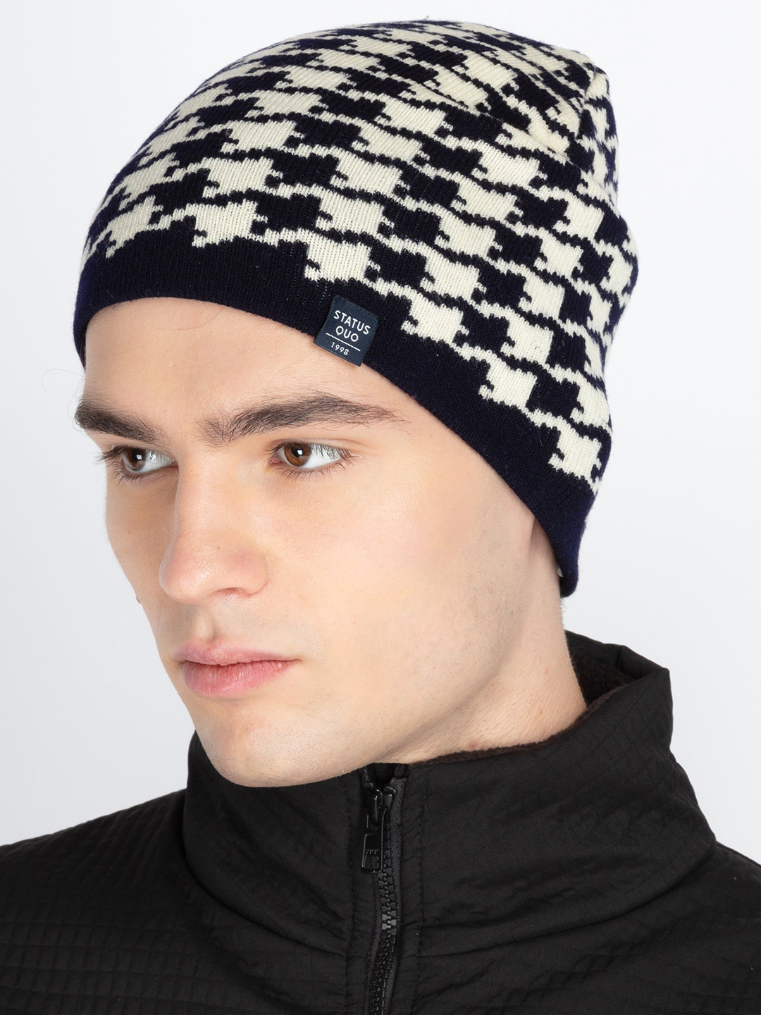 Status Quo Men Winter Self Design Acrylic Beanie Caps