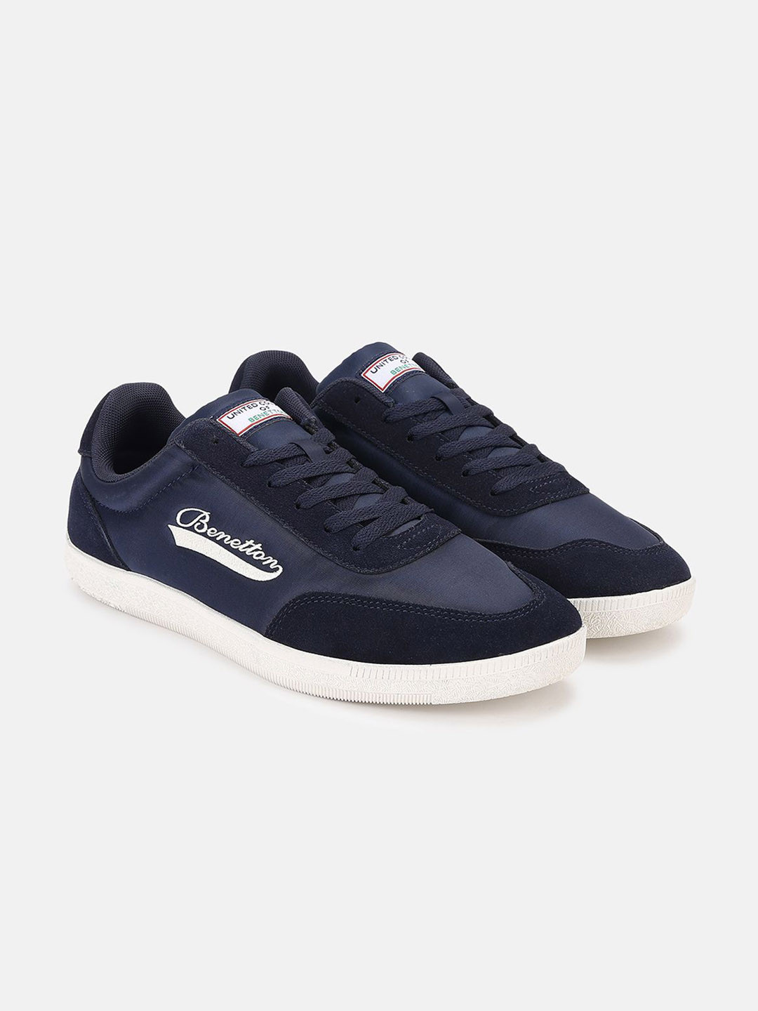 United Colors of Benetton Men Suede Round Toe Lace-Ups Sneakers