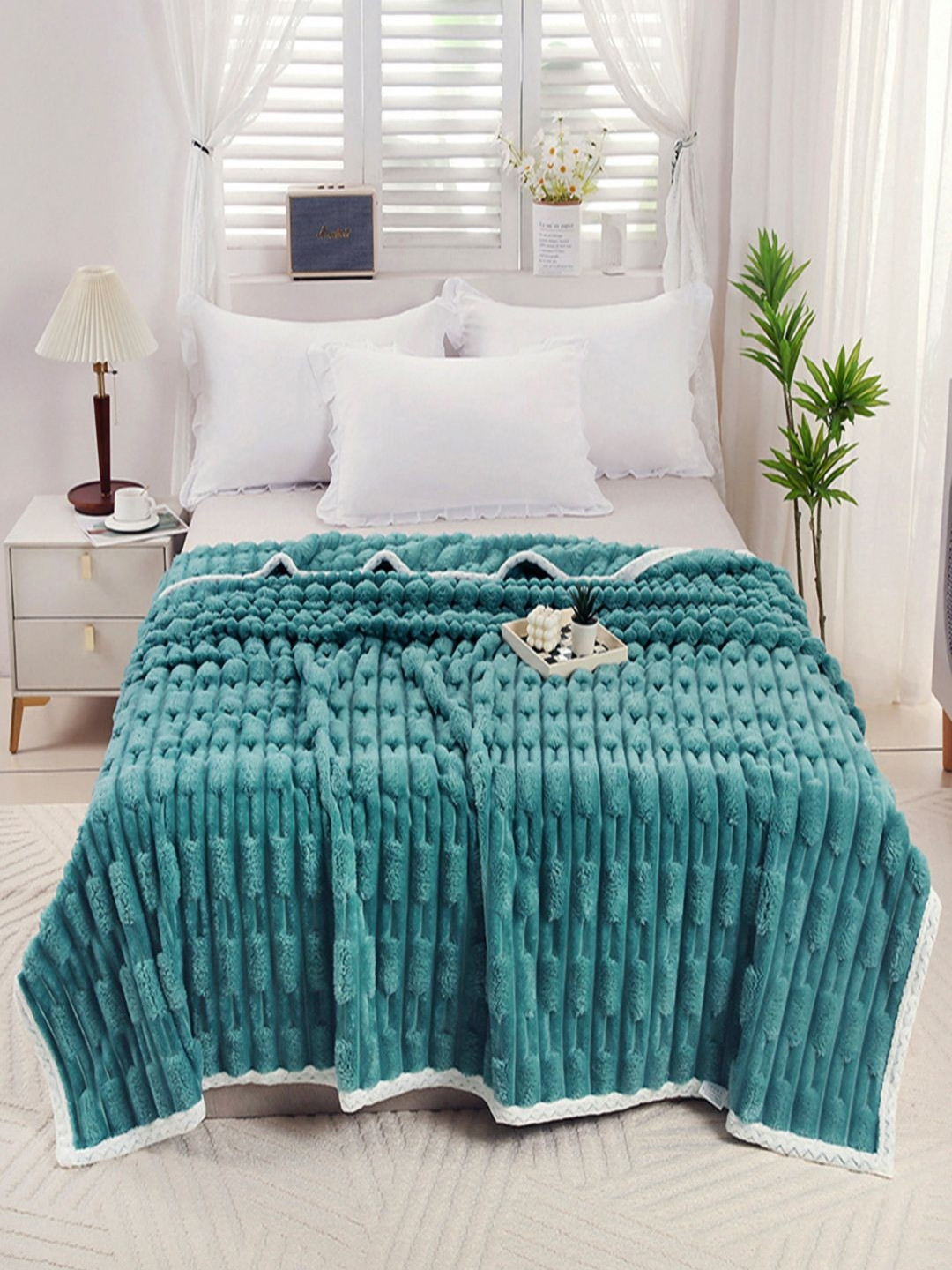 JC HOME Blue AC Room 400 GSM Single Bed Blanket