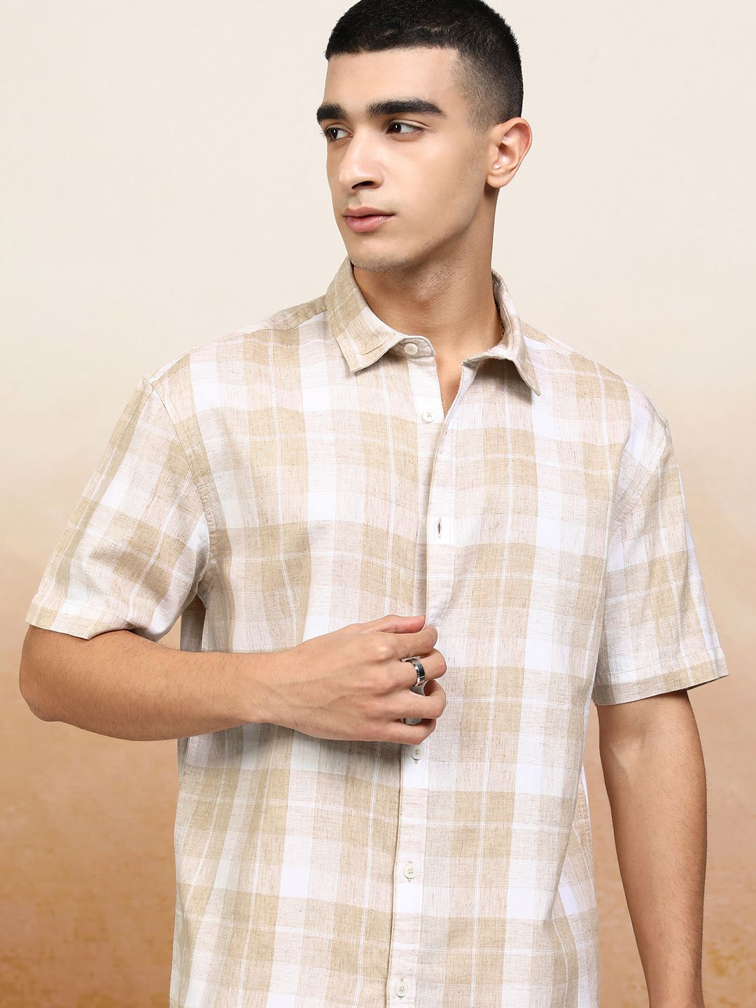 Highlander Men Natural Yarn Textured Relaxed Shirt