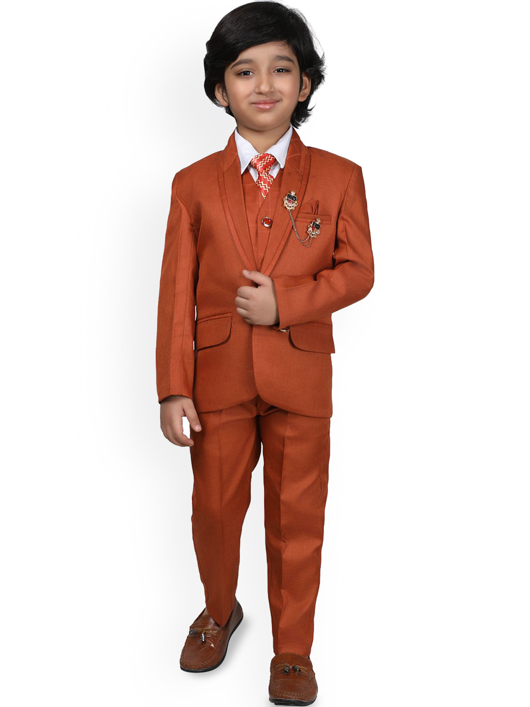 BAESD Boys Single-Breasted Regular Fit 4-pc Blazer and Trousers Suit