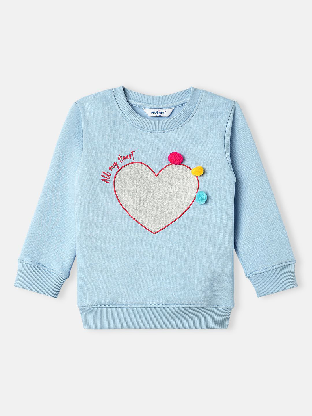 Nautinati Girls' Heart Print Sweatshirt