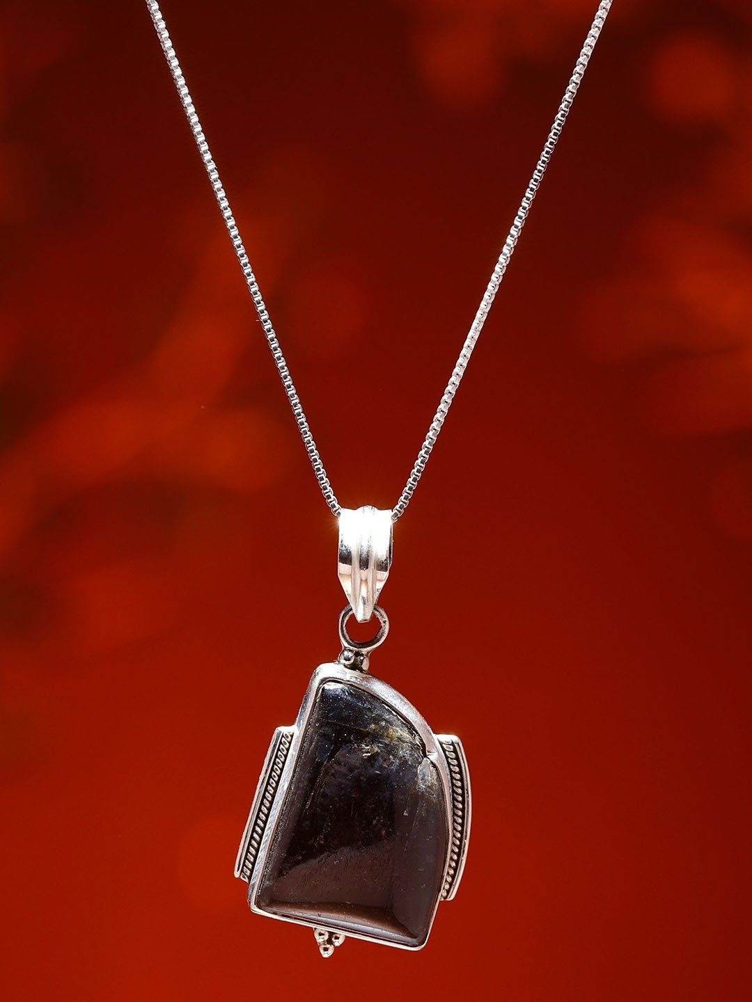 Exotic India Sterling Silver Pendant with Sodalite Gemstone