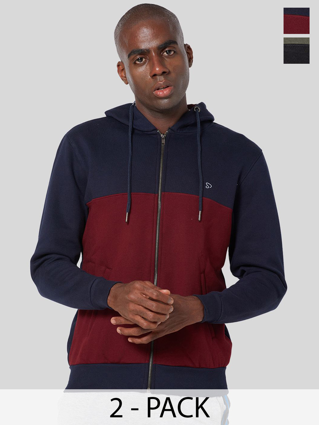 SPORTO Men Pack Of 2 Hooded Colourblocked Cotton Casual Bomber Jackets