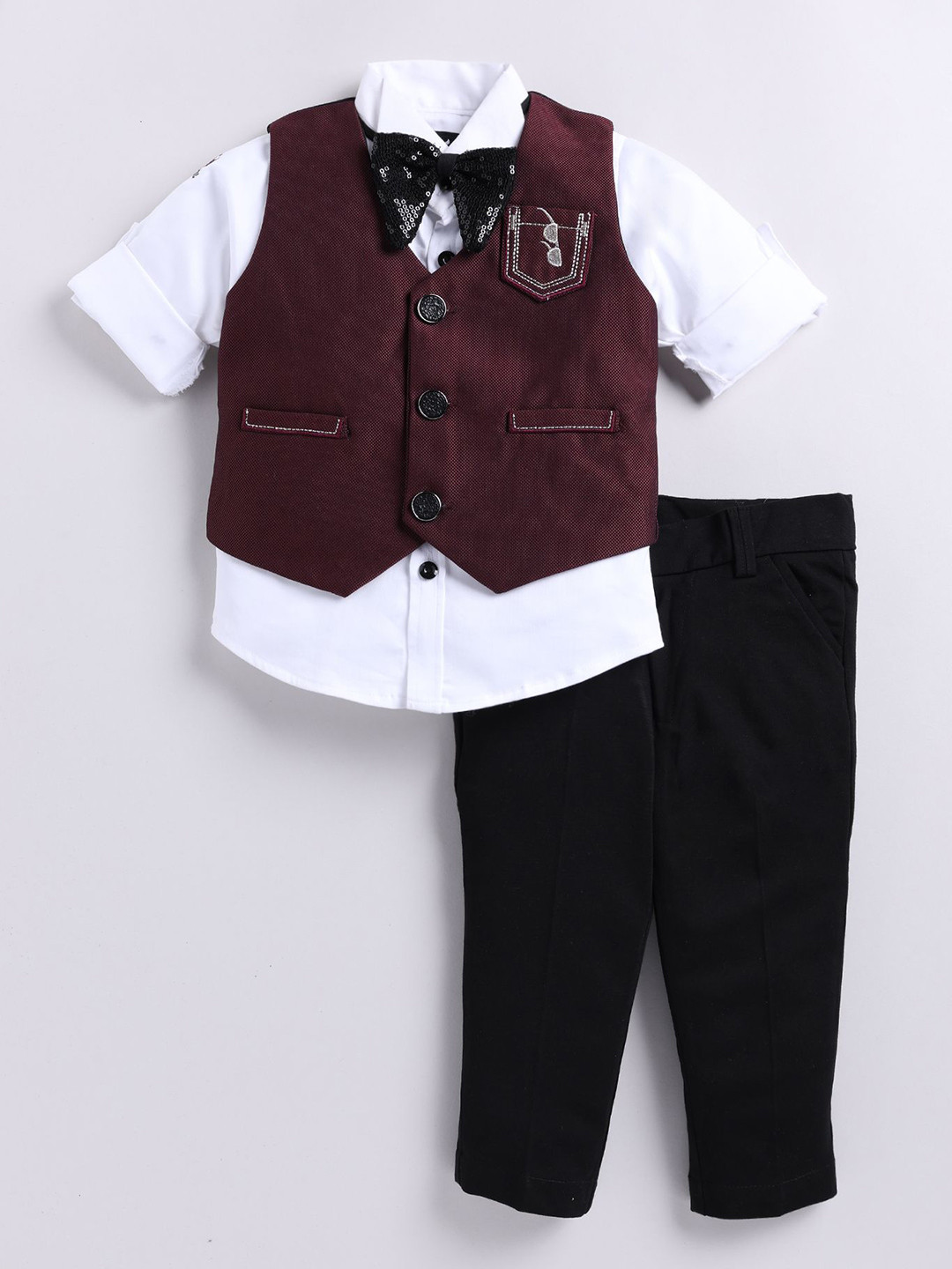 LITTLE COLLARS Boys Shirt Collar Long Sleeves Shirt With Trouser With Waistcoat