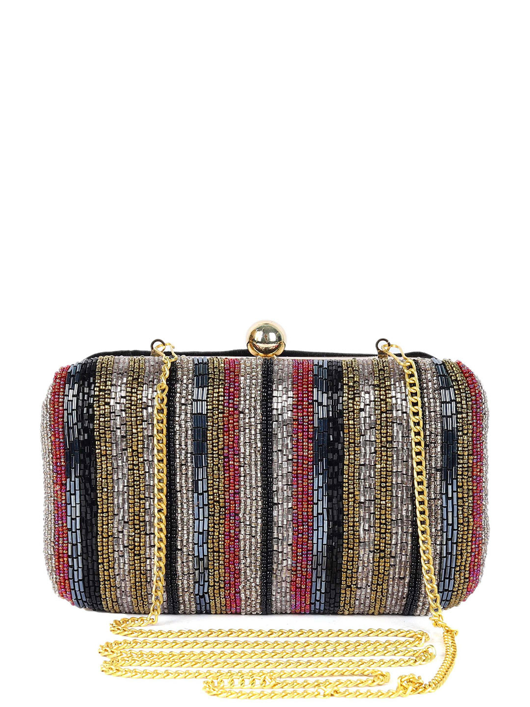REZZY Embroidered Canvas Box Clutch