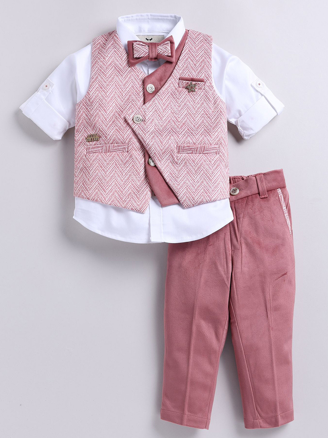 LITTLE COLLARS Boys Single Breasted Three- Piece Suit