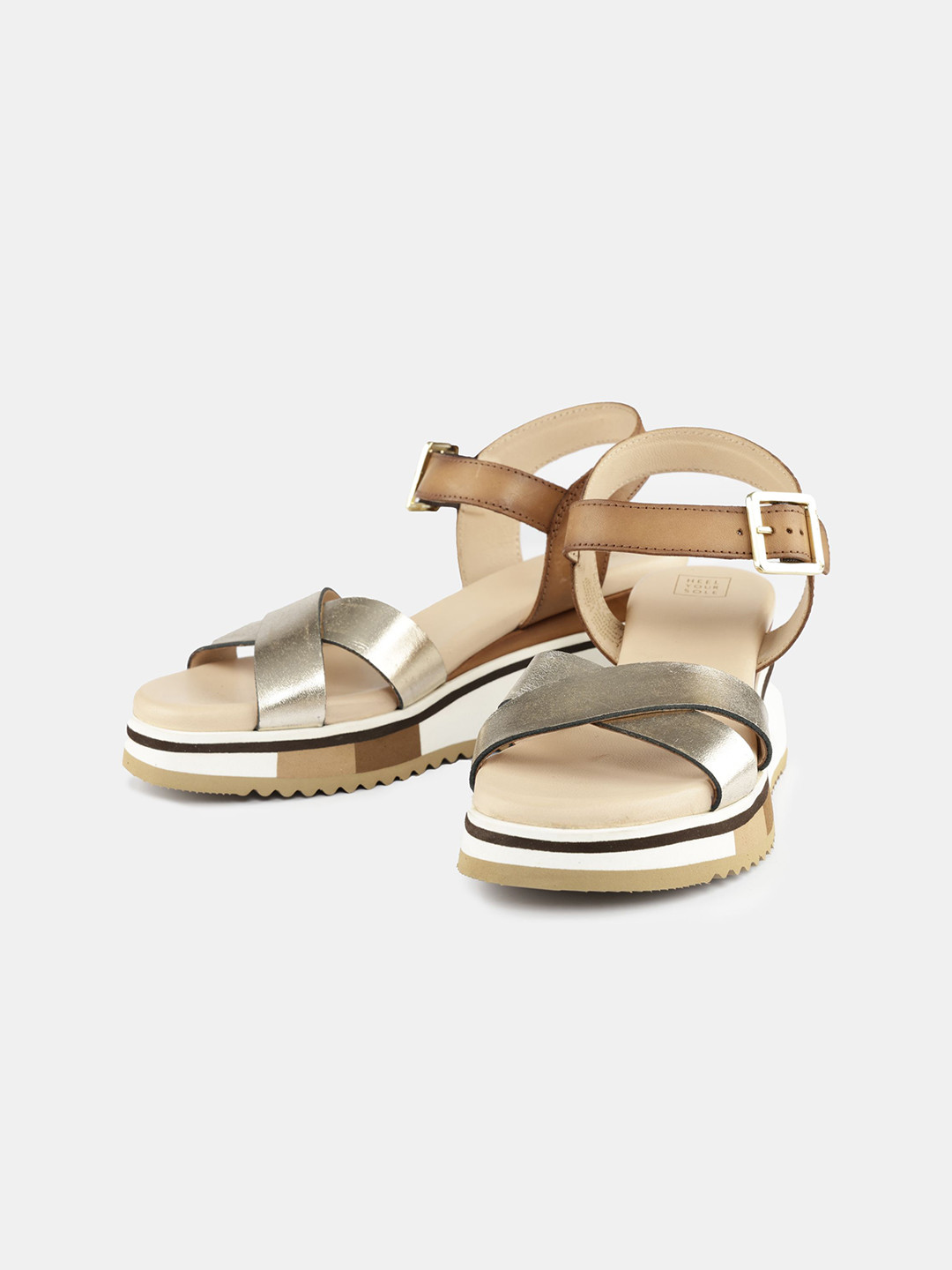 HEEL YOUR SOLE Leather Wedge Sandals With Buckles