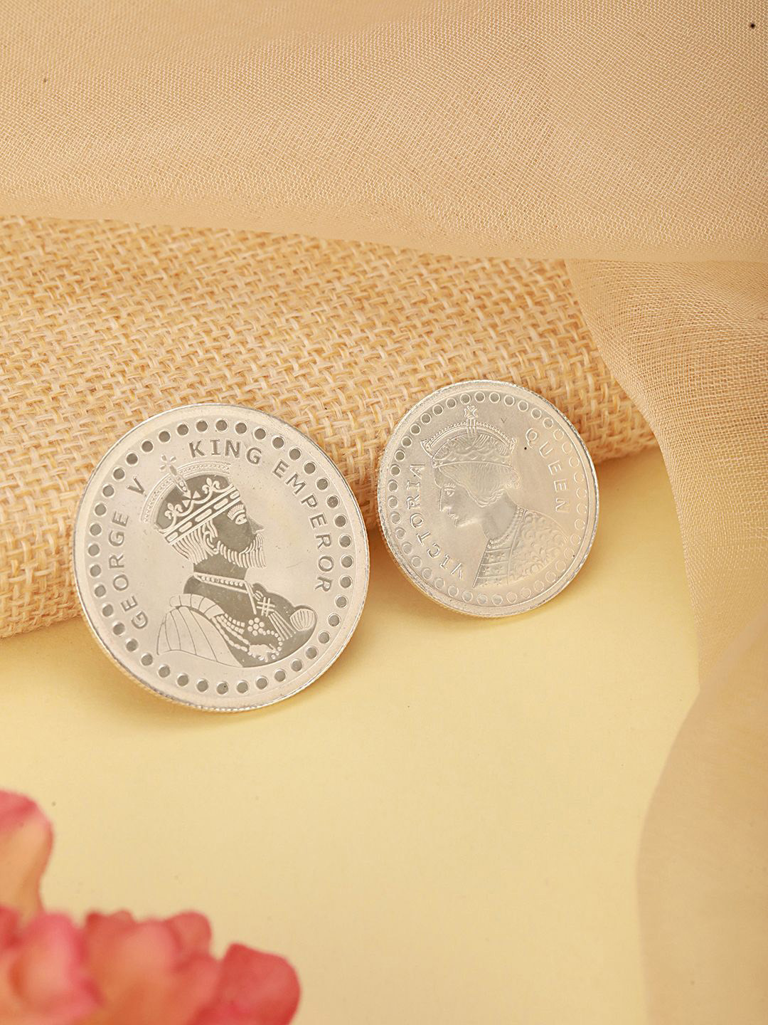 Saraf RS Jewellery Pack Of 2 Queen Victoria Emperor George 999 Round Silver Coin-15 gm